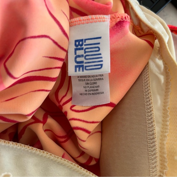 Liquid Blue Orange and Pink Floral Bikini Top - Picture 4 of 6